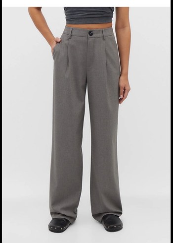 stadivarius Gri Kadın Kumaş Pantolon Regular Fit