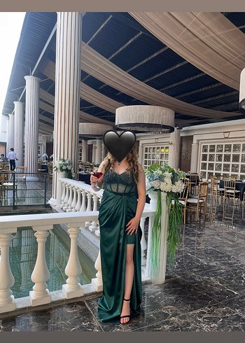 Abiye Koyu Haki Straplez Uzun Drapeli Abiye Elbise