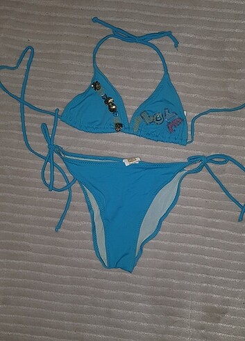 Kız çocuk bikini / 12- 13 yaş mavi / ip askılı - Görsel 2