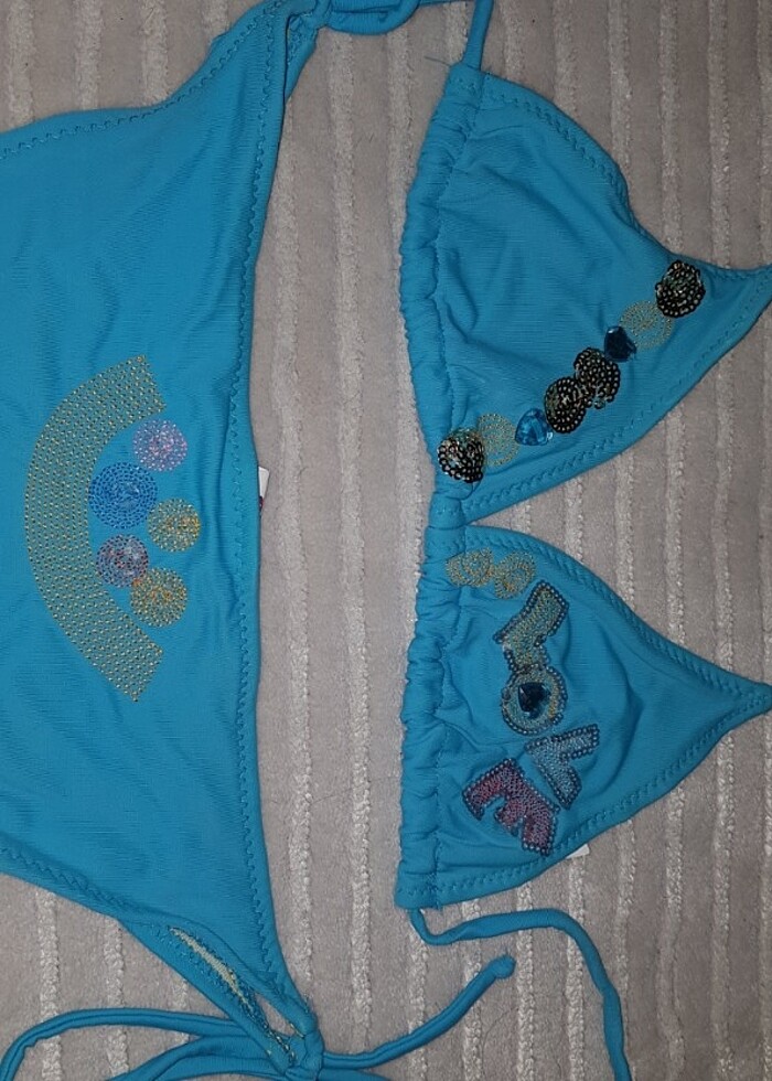 Kız çocuk bikini / 12- 13 yaş mavi / ip askılı - Görsel 3