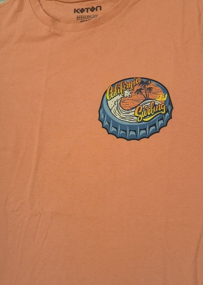 #Koton t-shirt erkek # somon rengi, arkası desenli, çok az giyil - Görsel 4