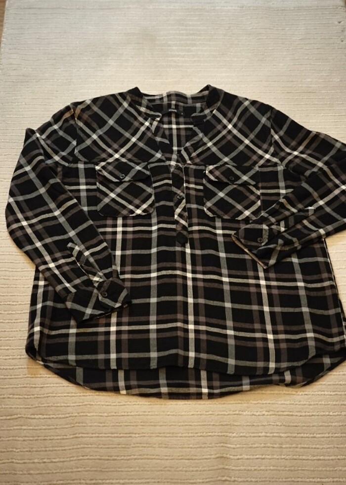 #Colins #Kareli # Siyah -Beyaz #Bayan Gömlek uzun kol# Çok az gi - Görsel 4