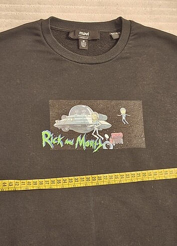Mavi Erkek sweatshirt "Rick and Morty lisanslı #M Beden  - Görsel 5