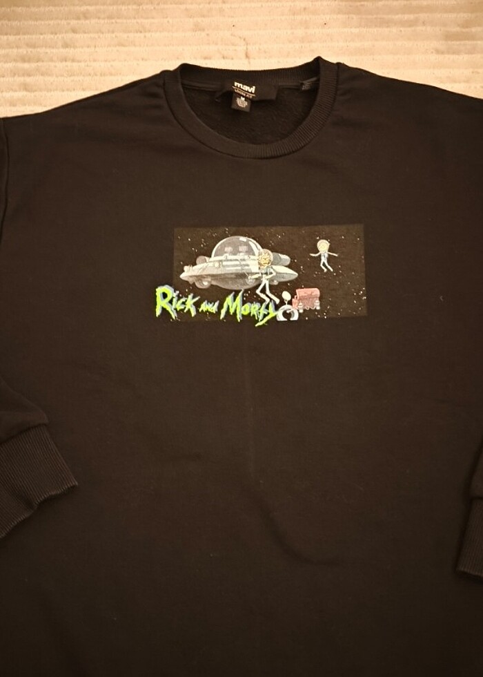 Mavi Erkek sweatshirt "Rick and Morty lisanslı #M Beden  - Görsel 2