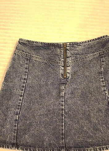 #mini #kot etek #koyu mavi #denim kumaş tok kalın #  çok az giyi - Görsel 7