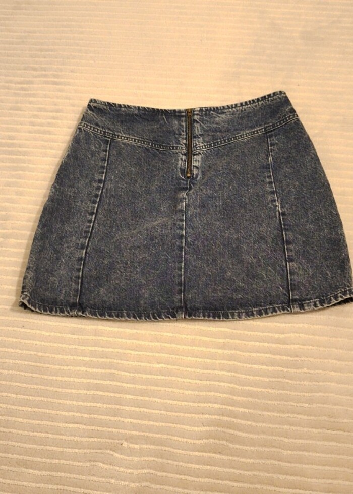 #mini #kot etek #koyu mavi #denim kumaş tok kalın #  çok az giyi - Görsel 2