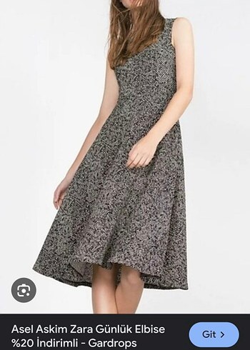 Zara Gri  Midi Elbise - Görsel 2