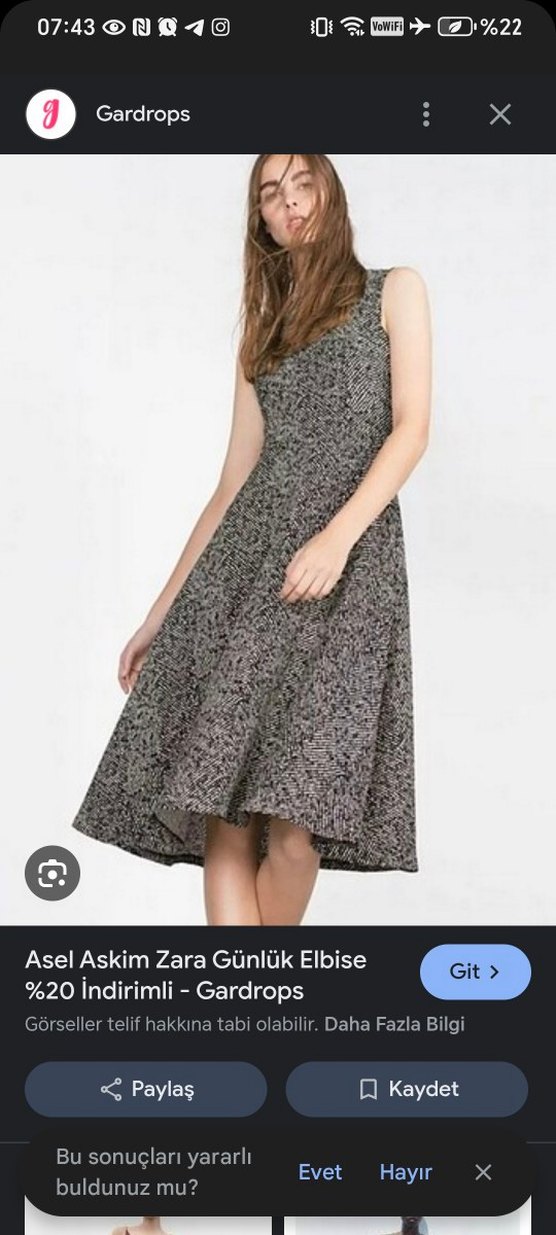 Zara Gri  Midi Elbise - Görsel 2