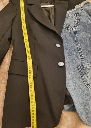 s Beden Siyah Kot Detaylı Kadın Blazer Ceket s beden