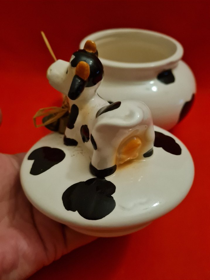 Siyah Beyaz Desenli İnek Figürlü Kavanoz - Görsel 5