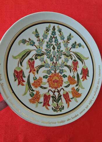 Sümerbank damgalı Çiçek Desenli Çok Renkli Tabak - Görsel 6