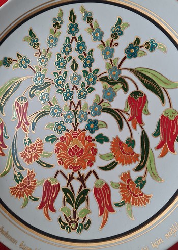 Sümerbank damgalı Çiçek Desenli Çok Renkli Tabak - Görsel 7