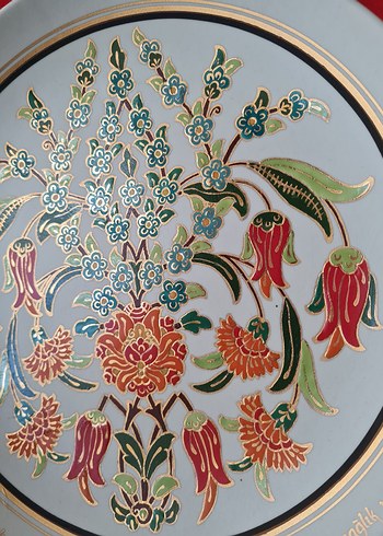 Sümerbank damgalı Çiçek Desenli Çok Renkli Tabak - Görsel 11