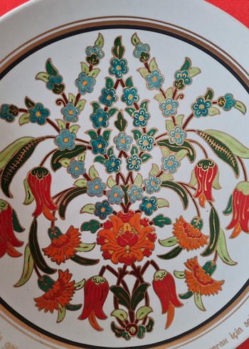 Sümerbank damgalı Çiçek Desenli Çok Renkli Tabak - Görsel 14