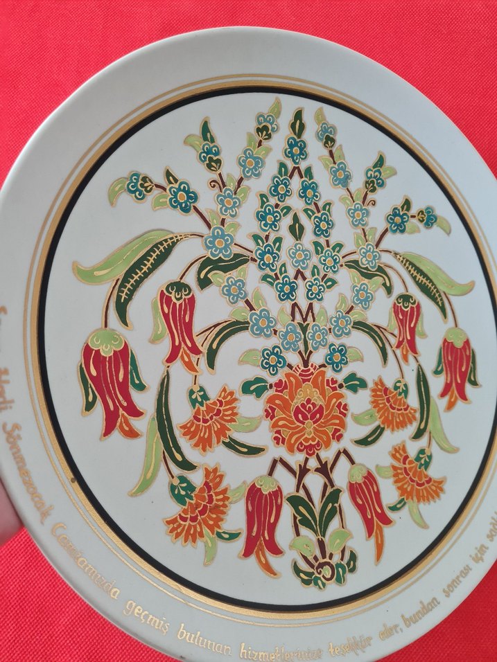 Sümerbank damgalı Çiçek Desenli Çok Renkli Tabak - Görsel 3