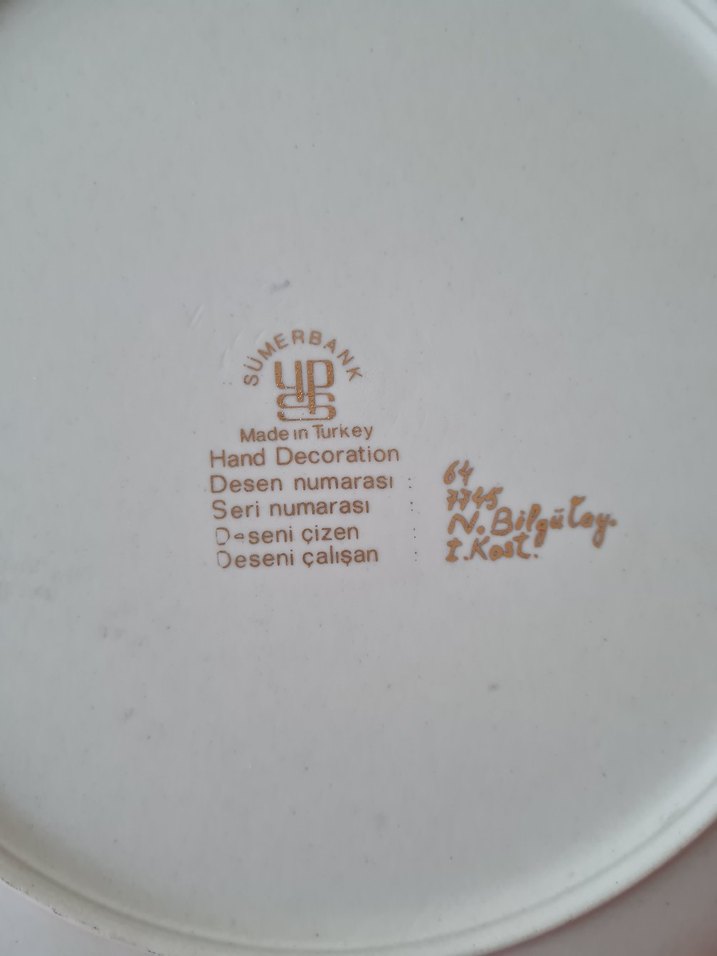 Sümerbank damgalı Çiçek Desenli Çok Renkli Tabak - Görsel 5