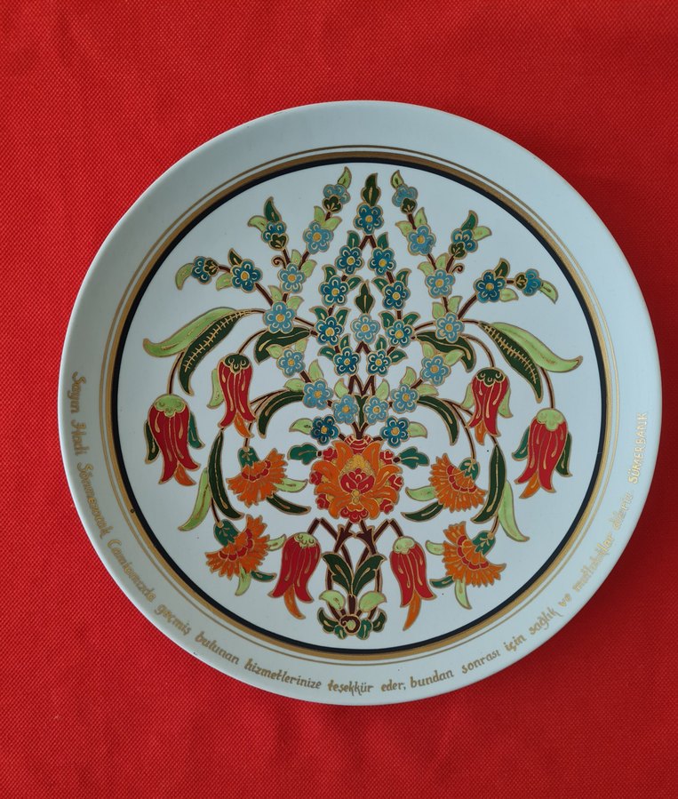 Sümerbank damgalı Çiçek Desenli Çok Renkli Tabak - Görsel 2