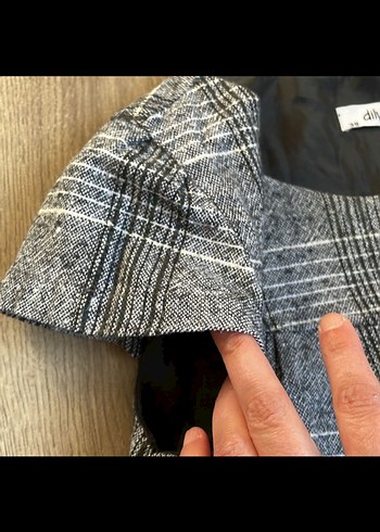 Dilvin Gri Ekose Kısa Elbise Kareli - Görsel 5