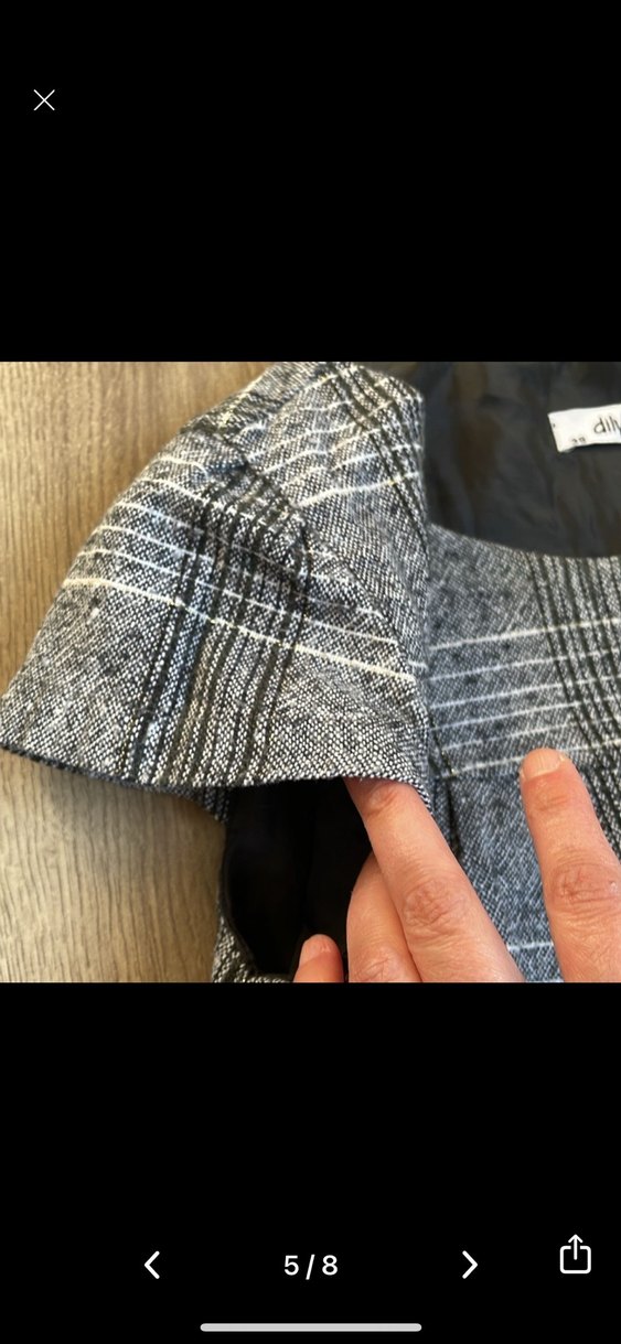 Dilvin Gri Ekose Kısa Elbise Kareli - Görsel 5