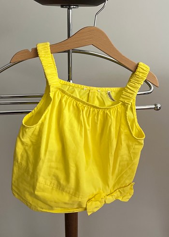 Kız Çocuk Sarı Keten Fırfırlı Bluz - Görsel 2