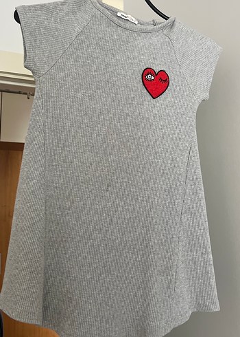 Kız Çocuk Gri Örme Kısa Kollu Tişört - Görsel 4