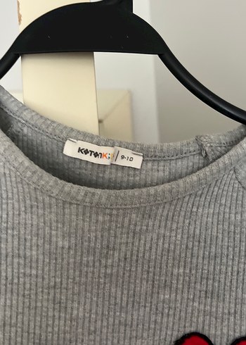 Kız Çocuk Gri Örme Kısa Kollu Tişört - Görsel 2