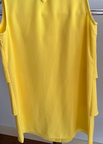 Sarı Fırfırlı Kolsuz elbise - Görsel 4