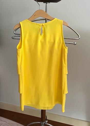 Sarı Fırfırlı Kolsuz elbise - Görsel 3