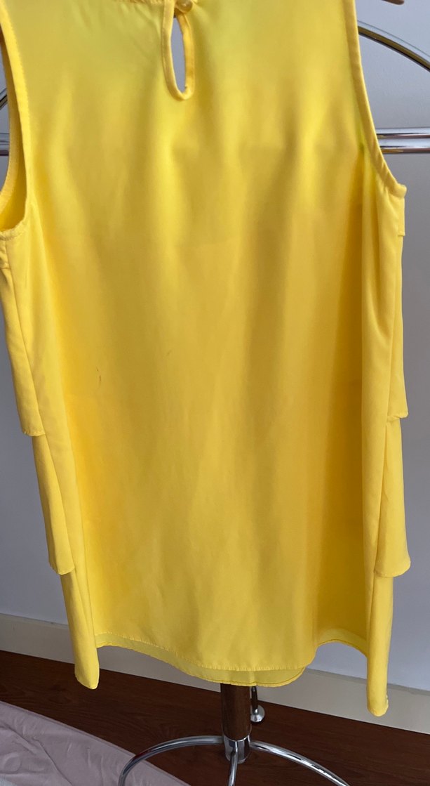 Sarı Fırfırlı Kolsuz elbise - Görsel 4