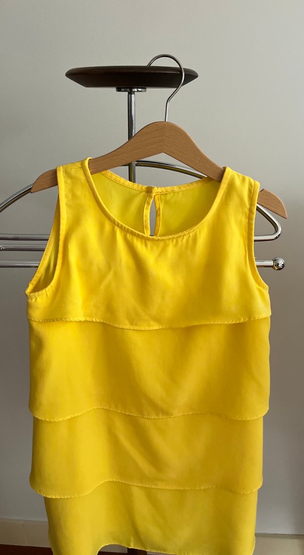 Sarı Fırfırlı Kolsuz elbise - Görsel 2