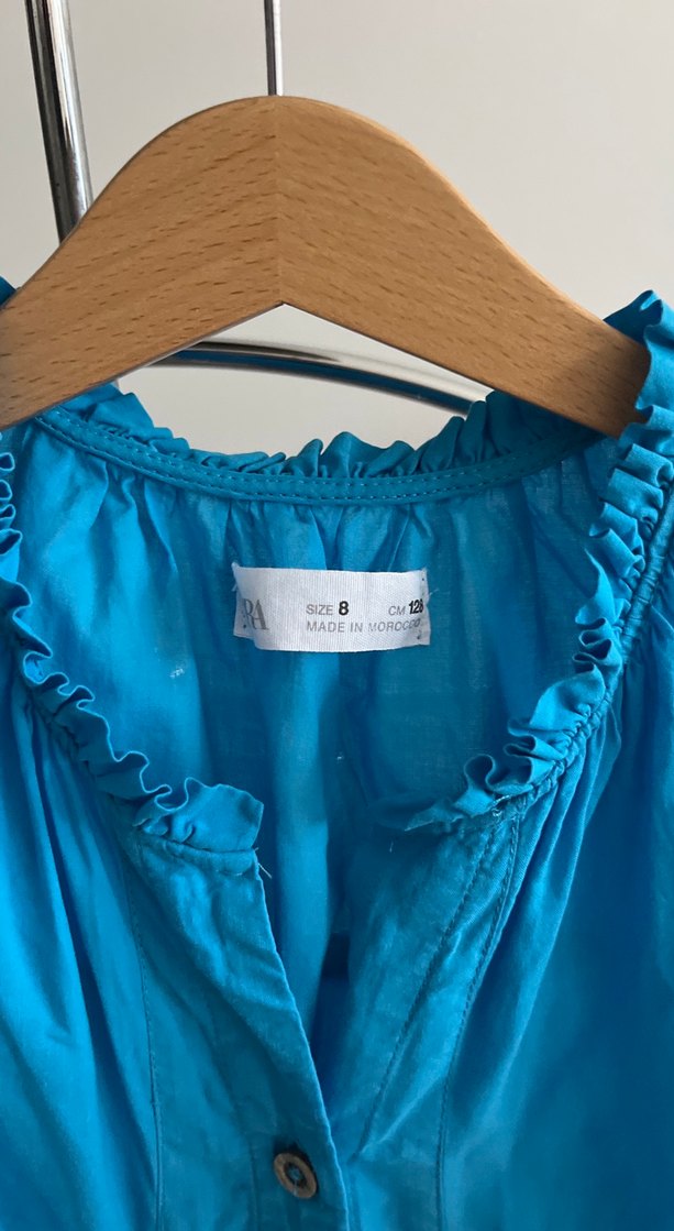 Mavi Kolsuz Midi Keten Elbise - Görsel 4