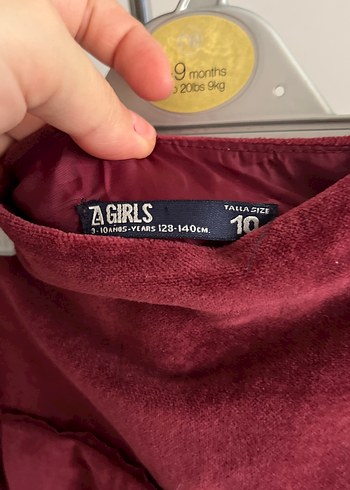 Bordo Süet Kız Çocuk Etek - Görsel 2