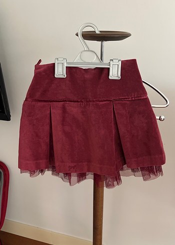 Bordo Süet Kız Çocuk Etek - Görsel 3