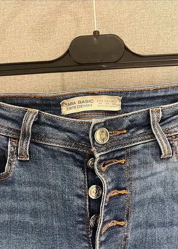 Düğmeli Mavi Kadın Denim Pantolon - Görsel 4