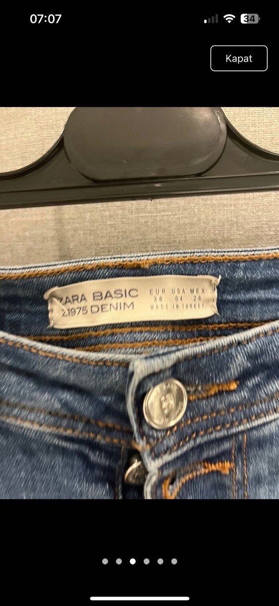 Düğmeli Mavi Kadın Denim Pantolon - Görsel 5