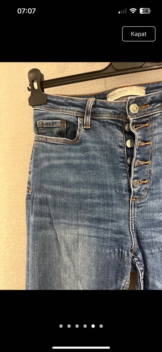 Düğmeli Mavi Kadın Denim Pantolon - Görsel 2
