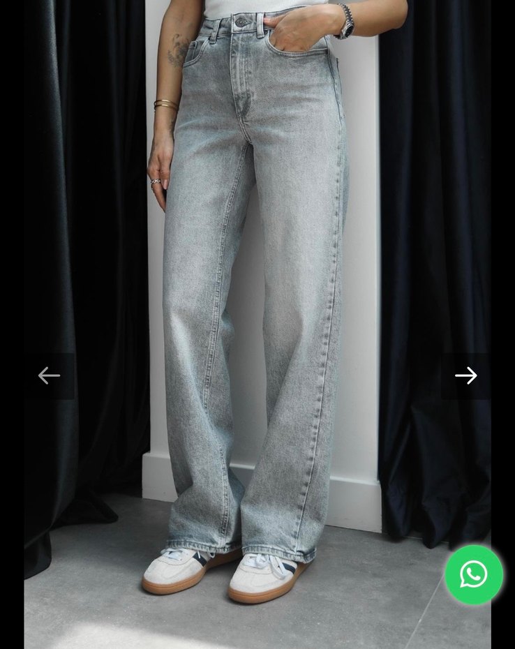 Gri Bol Kesim Kot Pantolon - Görsel 5