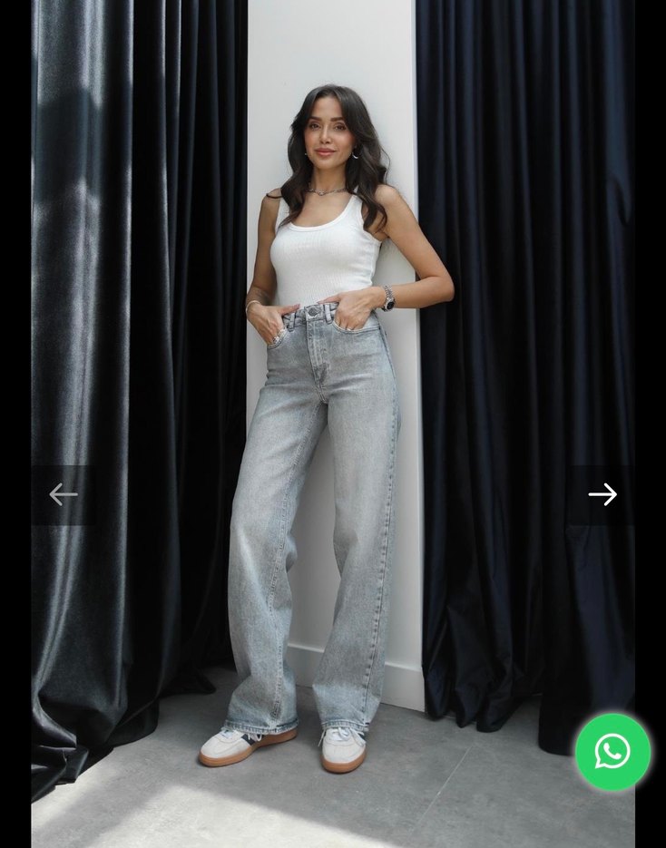 Gri Bol Kesim Kot Pantolon - Görsel 4