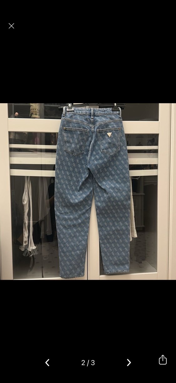 Guess Düğmeli Mavi Kadın Kot Pantolon - Görsel 2