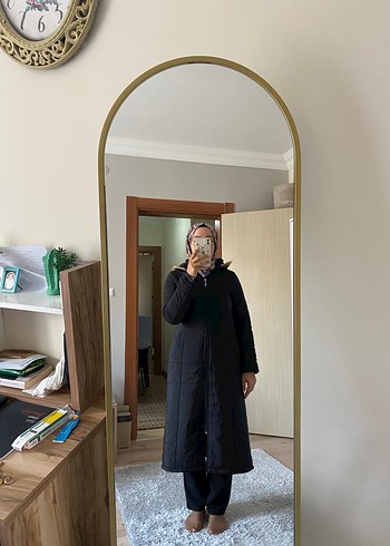 Siyah Uzun Kadın Mont - Görsel 4