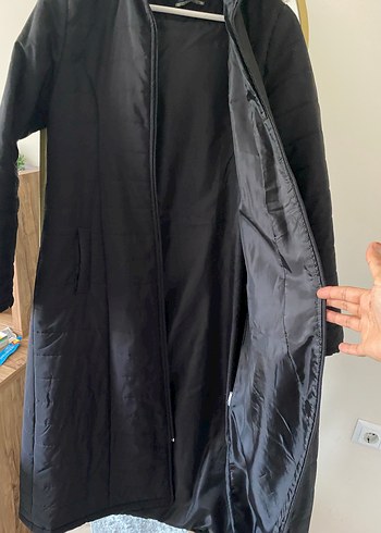 Siyah Uzun Kadın Mont - Görsel 3