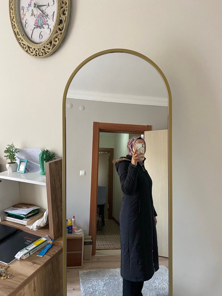 Siyah Uzun Kadın Mont - Görsel 5