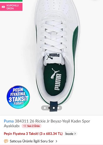 Puma Beyaz-Yeşil Kadın Spor Ayakkabı - Görsel 4