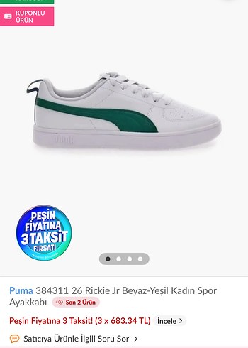 Puma Beyaz-Yeşil Kadın Spor Ayakkabı - Görsel 3