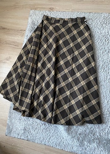 Kadın Kahverengi Ekose etek - Görsel 5