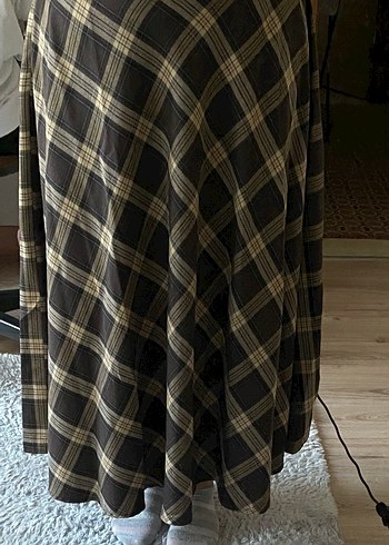 Kadın Kahverengi Ekose etek - Görsel 4