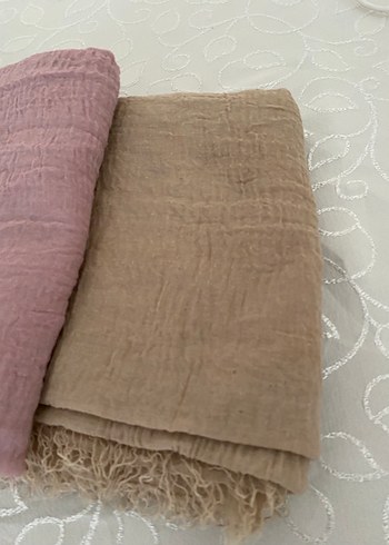 Kadın Çok Renkli Keten pamuklu şal - Görsel 3