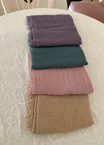 Kadın Çok Renkli Keten pamuklu şal - Görsel 4