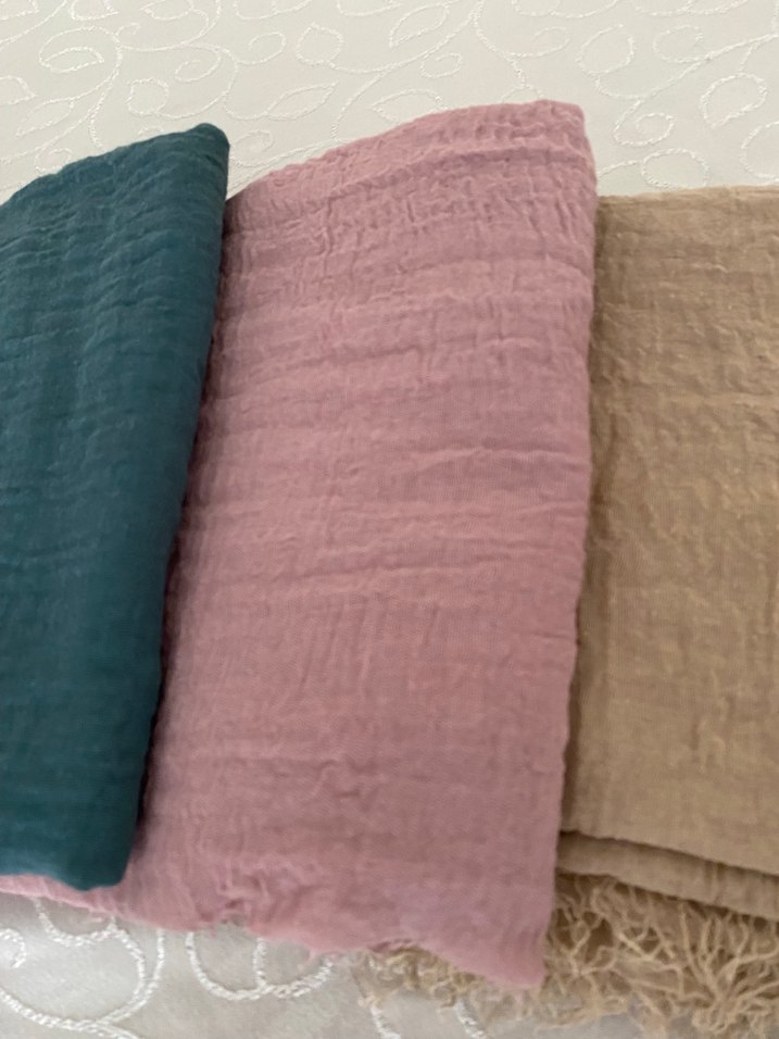 Kadın Çok Renkli Keten pamuklu şal - Görsel 2