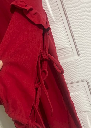 Bordo Uzun Kollu Fırfırlı Kadın Tunik - Görsel 2